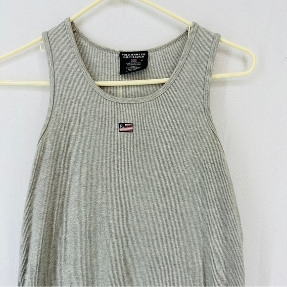 Ralph Lauren Midi Dress Sleeveless Size M Gray 100% Cotton - Picture 2 of 12